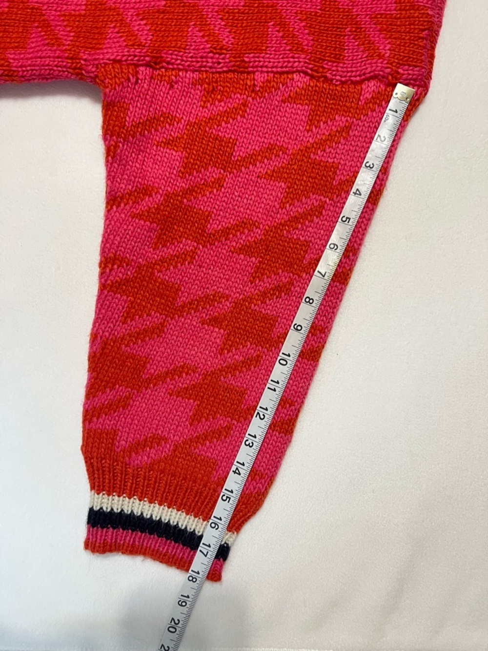 Vero Moda Curve Pink & Orange Houndstooth Knit Sweater Size 4X Dopamine Dressing - Picture 12 of 12